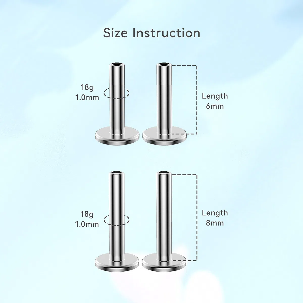 limerencia 18G Titanio Tragus Piercing, 2 Pezzi Medico Labbro Piercing Labret Plug Press Fit Senza Fili Ipoallergenico Helix Piercing Orecchio per Lingua Sopracciglio Labbro Septum Naso Piercing