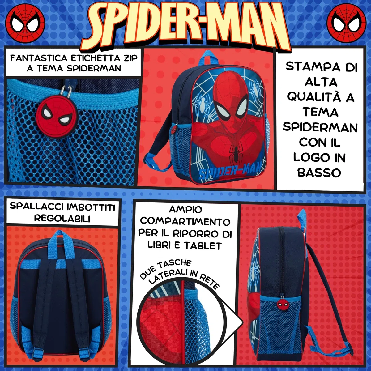 Marvel Spiderman Zaino Che Brilla al Buio Ragazzi Viaggio Scuola Sacchetto del Pranzo