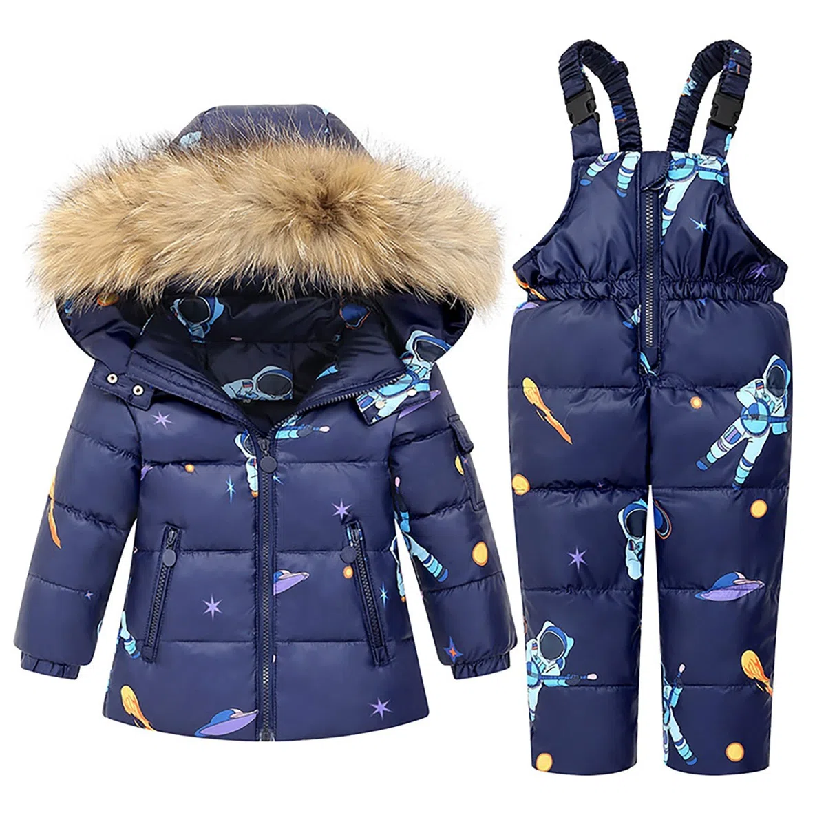 Tuta da sci per bambini, con giacca da sci, piumino con cappuccio + pantaloni da sci per neonate, tuta da neve, 2 pezzi, set da sci invernale, cappotto di piumino, tuta da sci, rosa 1-6 anni