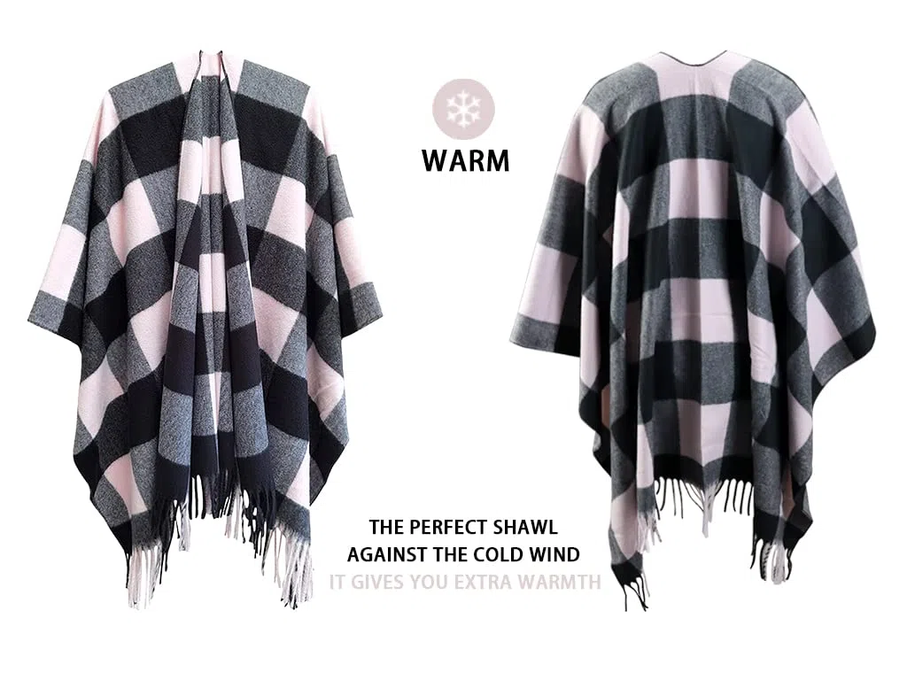 Rayson Poncho Donna Invernale Elegante Sciarpa Alla Moda in Tartan con Motivo a Quadri Scialli e Pashmine Invernali Spessi Caldi e Morbidi