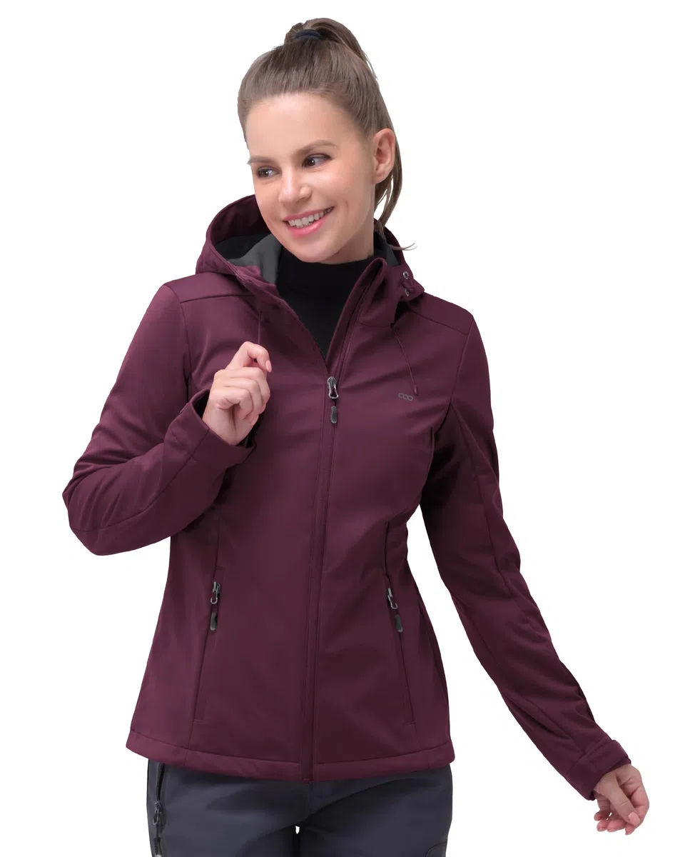 33,000ft Giacca softshell da donna, impermeabile, antivento, traspirante, da corsa, leggera, con cappuccio, per corsa, ciclismo, escursionismo, primavera, autunno