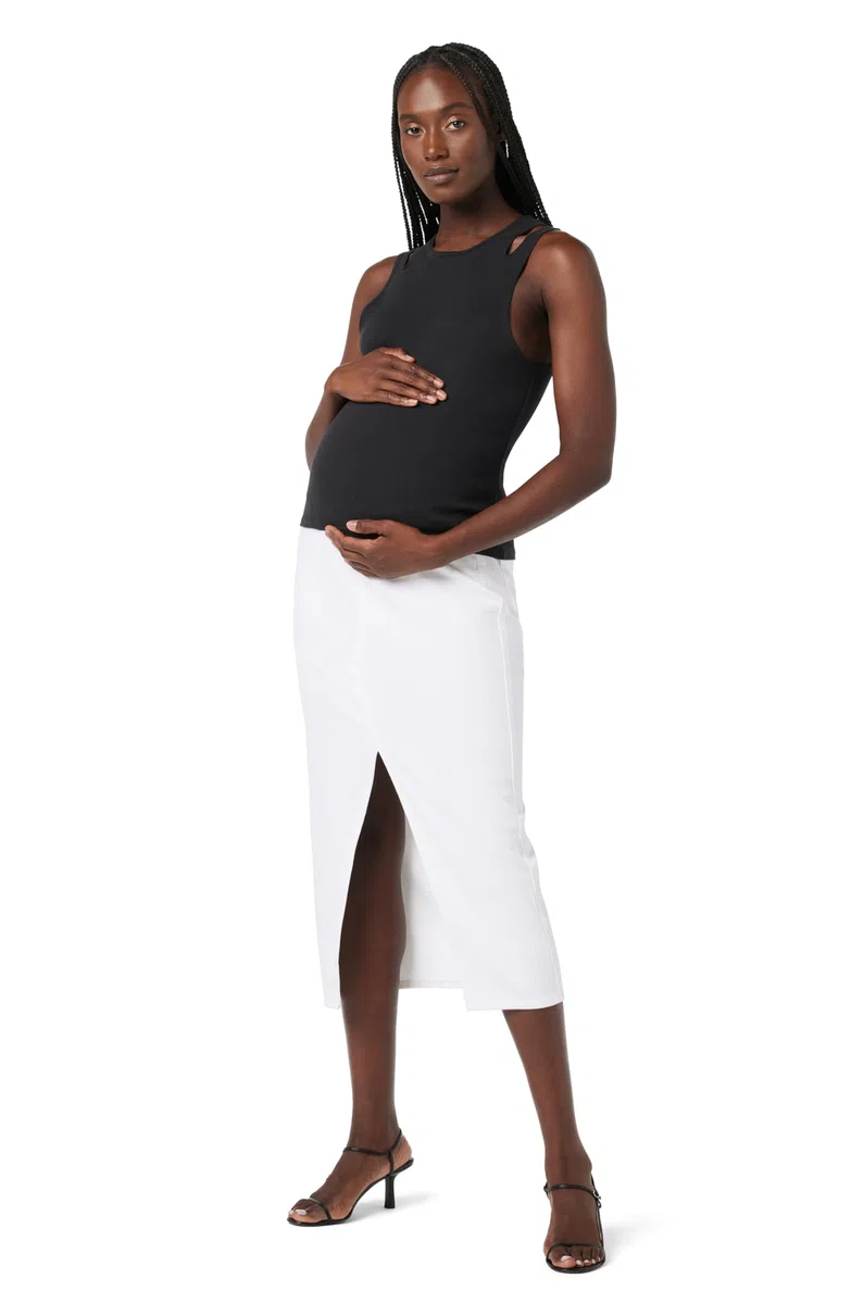 Hudson Gonna Jeans Midi con Fascia Addominale E Spacco Frontale Gonna Donna