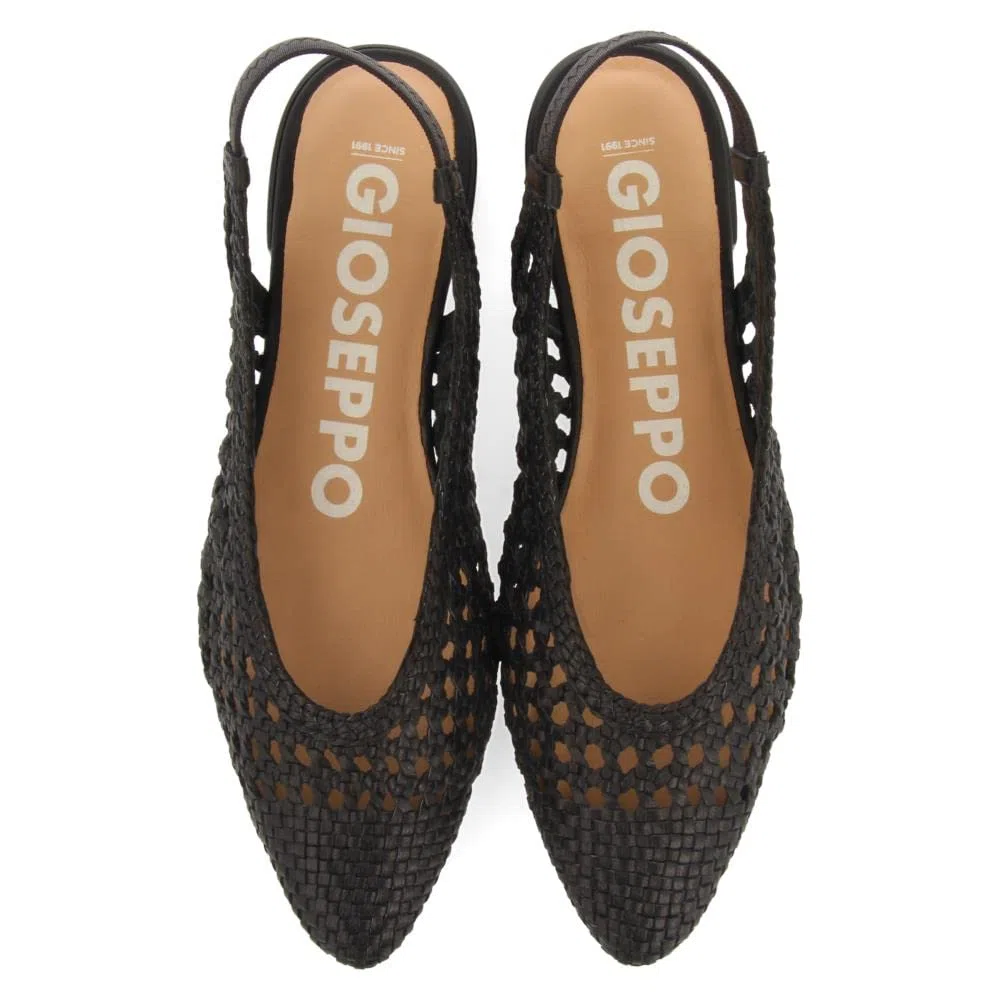 GIOSEPPO Ballerine Intrecciate in Pelle in Color Nero da Donna GUATAVITA