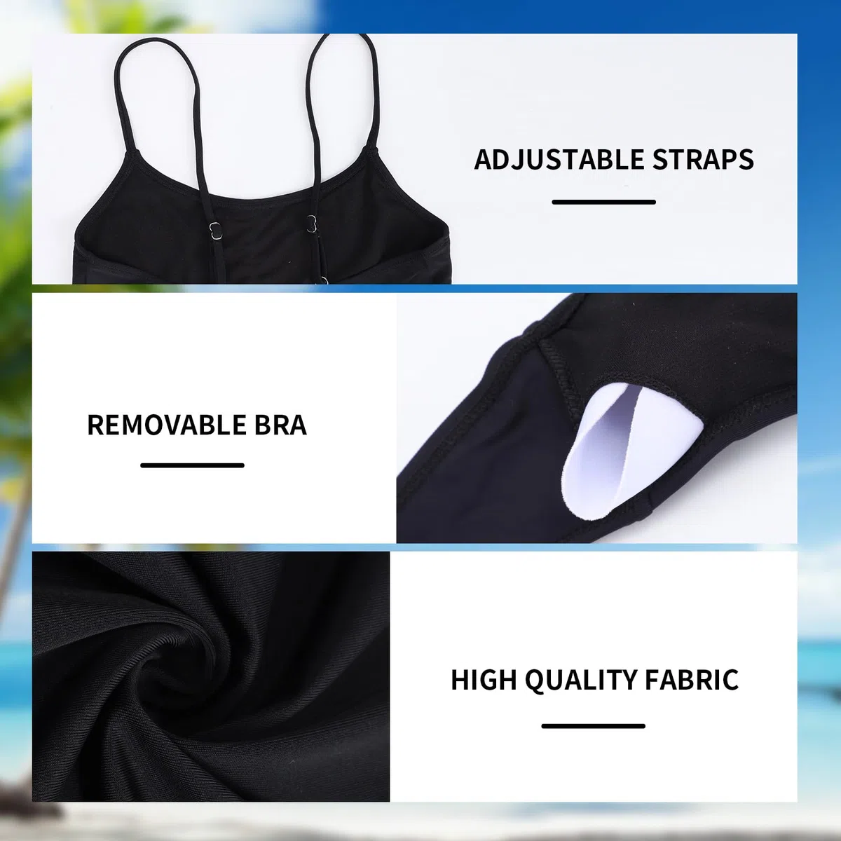 Costume da bagno per ragazze, tinta unita, 2 pezzi, incrociato, spalline regolabili, bikini per ragazze adolescenti con imbottitura sul petto