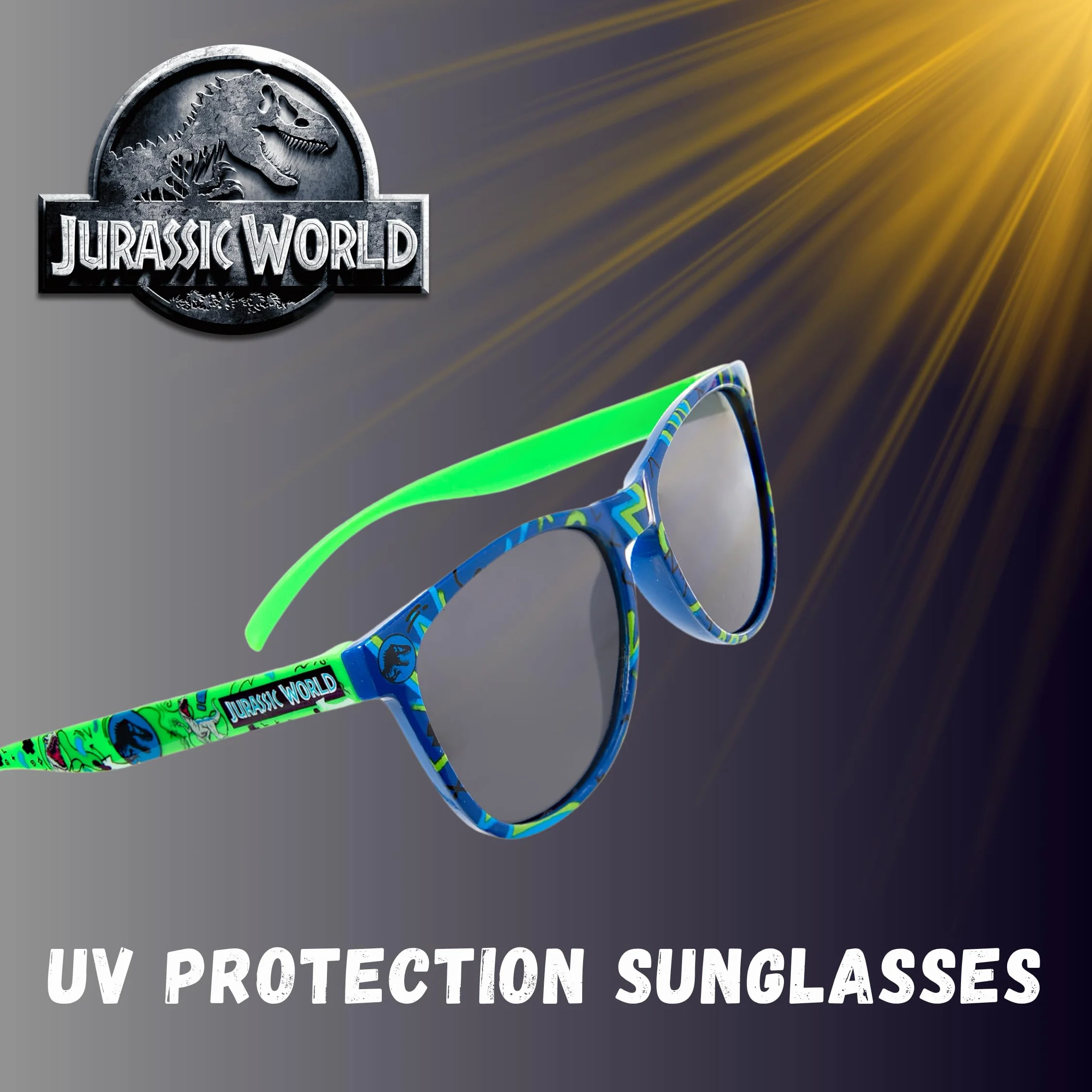 Jurassic World Cappellino Baseball e Occhiali da Sole per Ragazzi, Occhiali da Sole con Protezione UV, Cappellino Estivo per Bambino