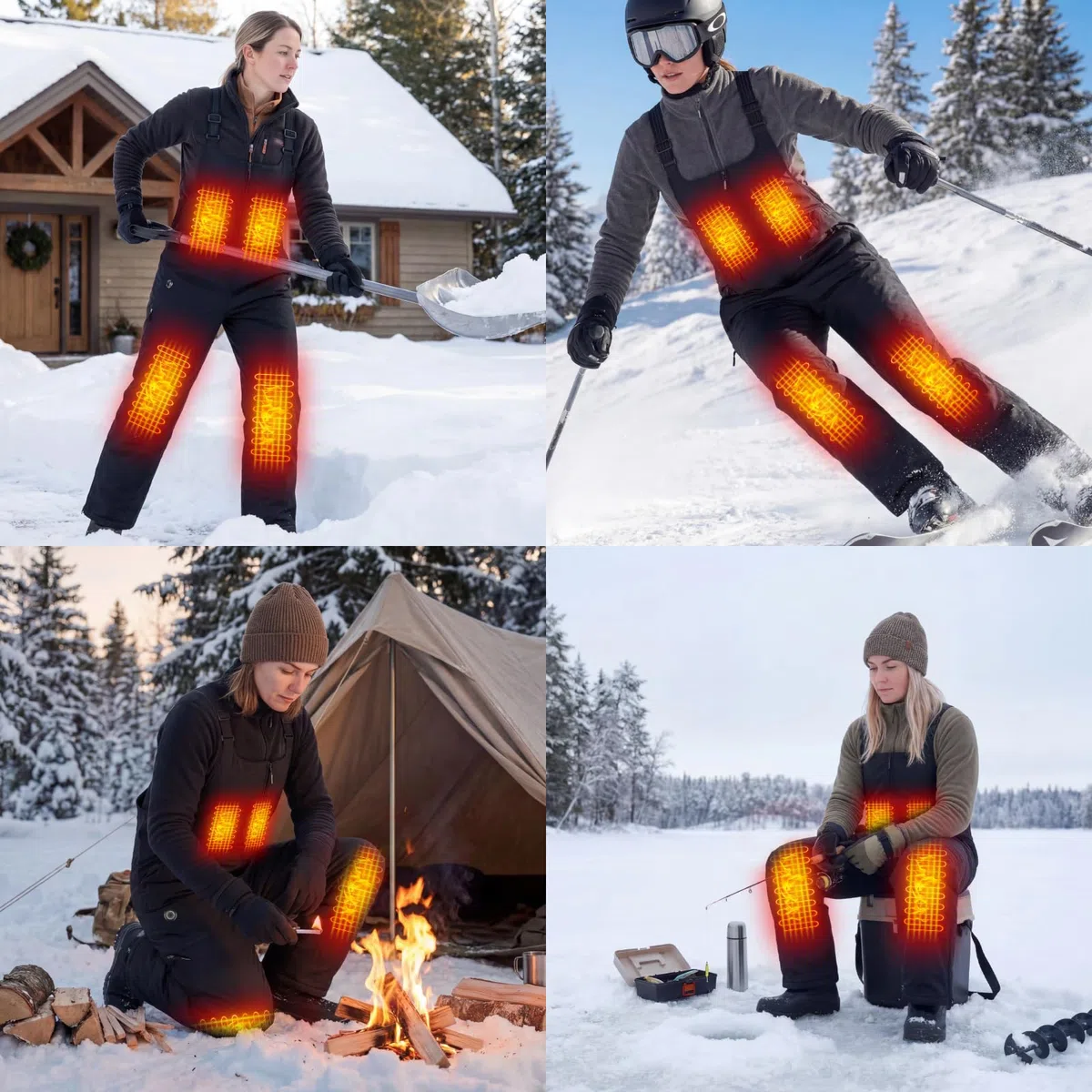 Salopette da Donna da Sci Riscaldabili Pantaloni Neve Impermeabili Antivento con Batteria 16000mAh Pantaloni da Lavoro Riscaldate Iinvernali, con Lampo & 4 Tasche, per Attività All'aperto
