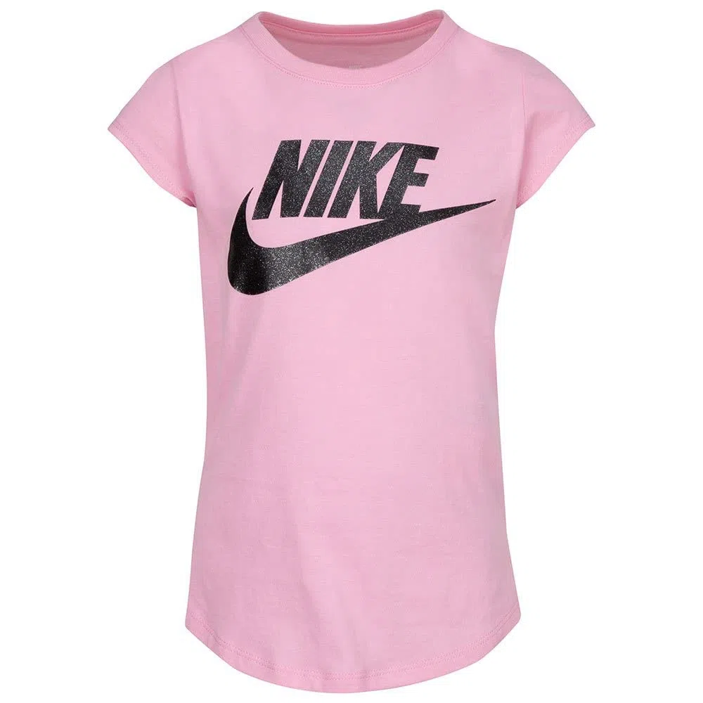 NIKE Futura Sport Splash Tee, T-Shirt a Manica Corta da Bambina con Logo Glitterato (36F269-023)