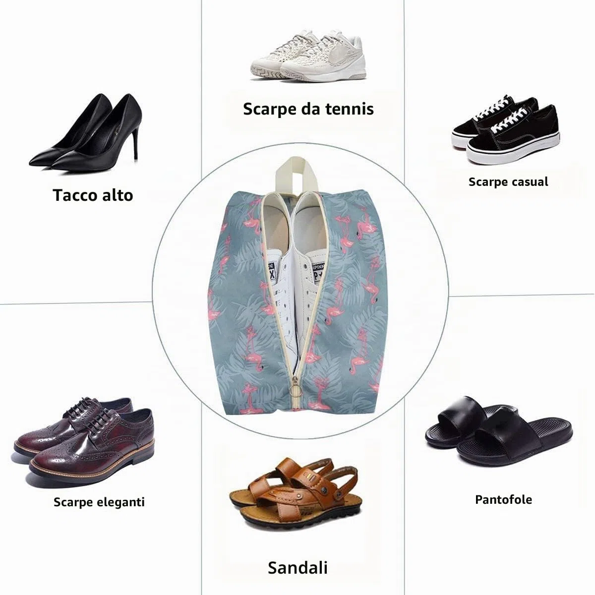 Sacchetti porta-scarpe da viaggio, borse impermeabili portatili con manico, per uomo/donna, Confezione da 8 graziosi modelli., x-large