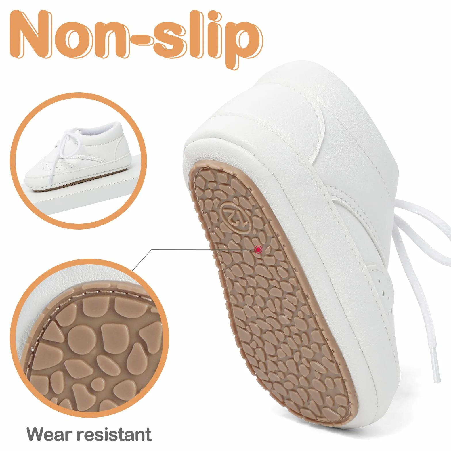 LACOFIA Scarpine Primi Passi Bimbo morbide Scarpe Stringate con Suola Morbida da Neonato