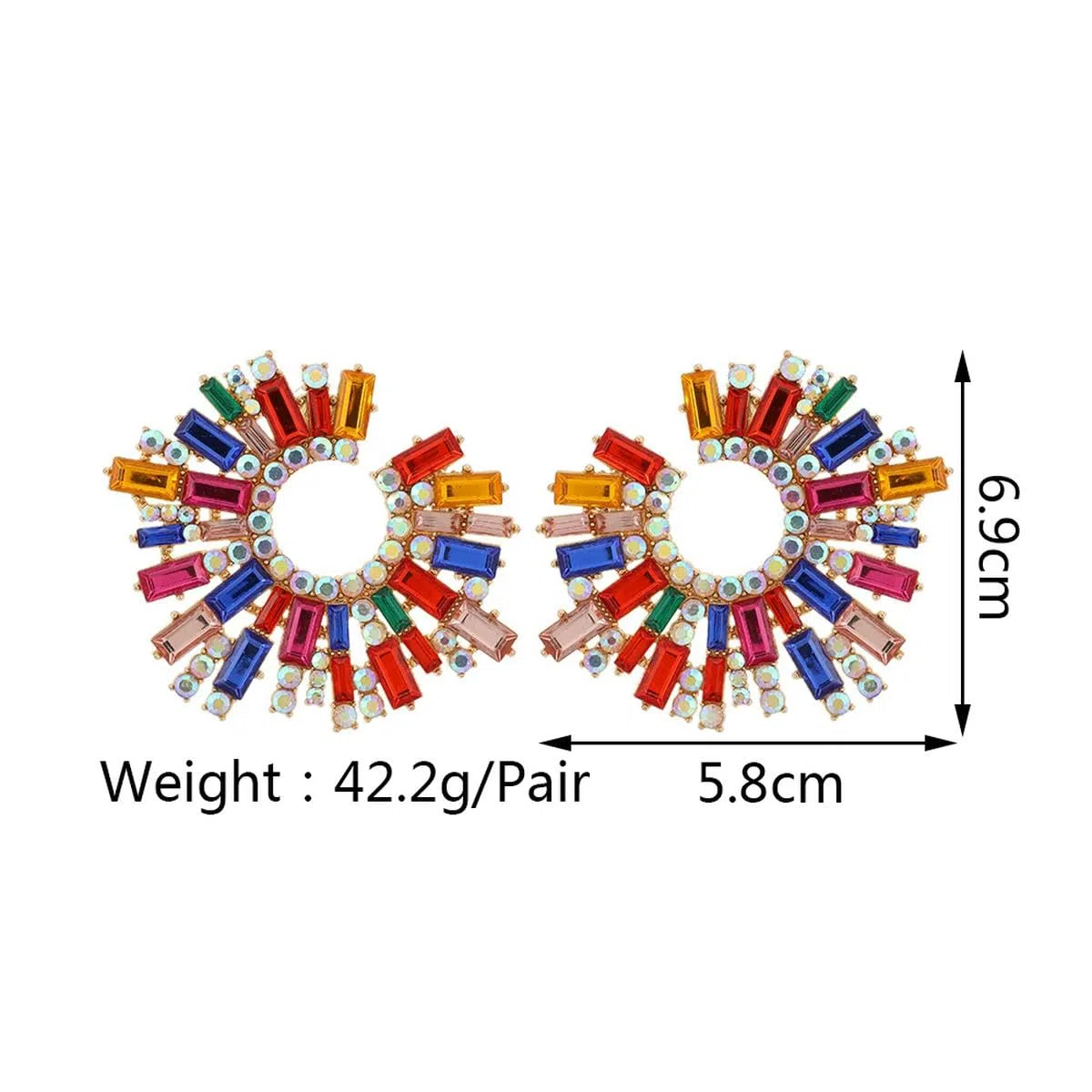 Orecchini a Bottone Rotondi Grandi con Decorazioni Irregolari for Accessori da Donna, Dimensioni 6,9 * 5,8 cm/445