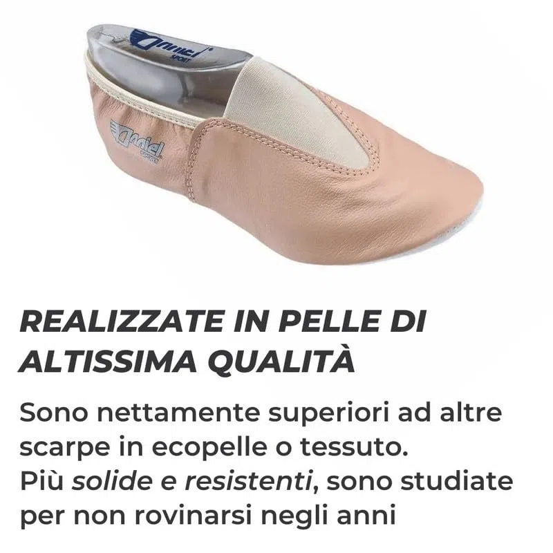 Anniel 2038 Scarpe da Ginnastica Artistica in Pelle. 100% Made in Italy (40, Rosa Pallido)