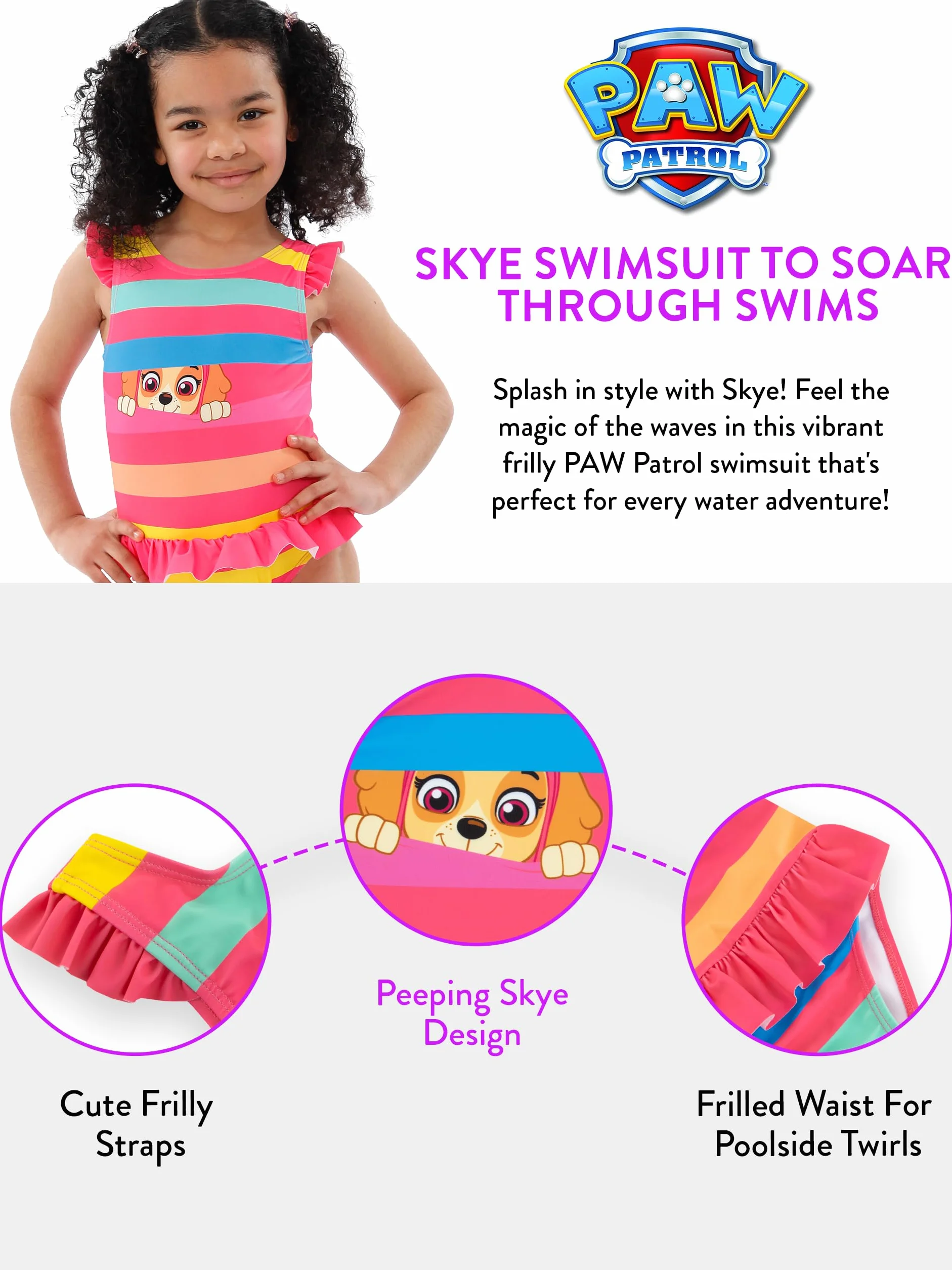Paw Patrol Costume da Bagno Costume Bagno Bambina Skye | Costumi Intero Ragazza