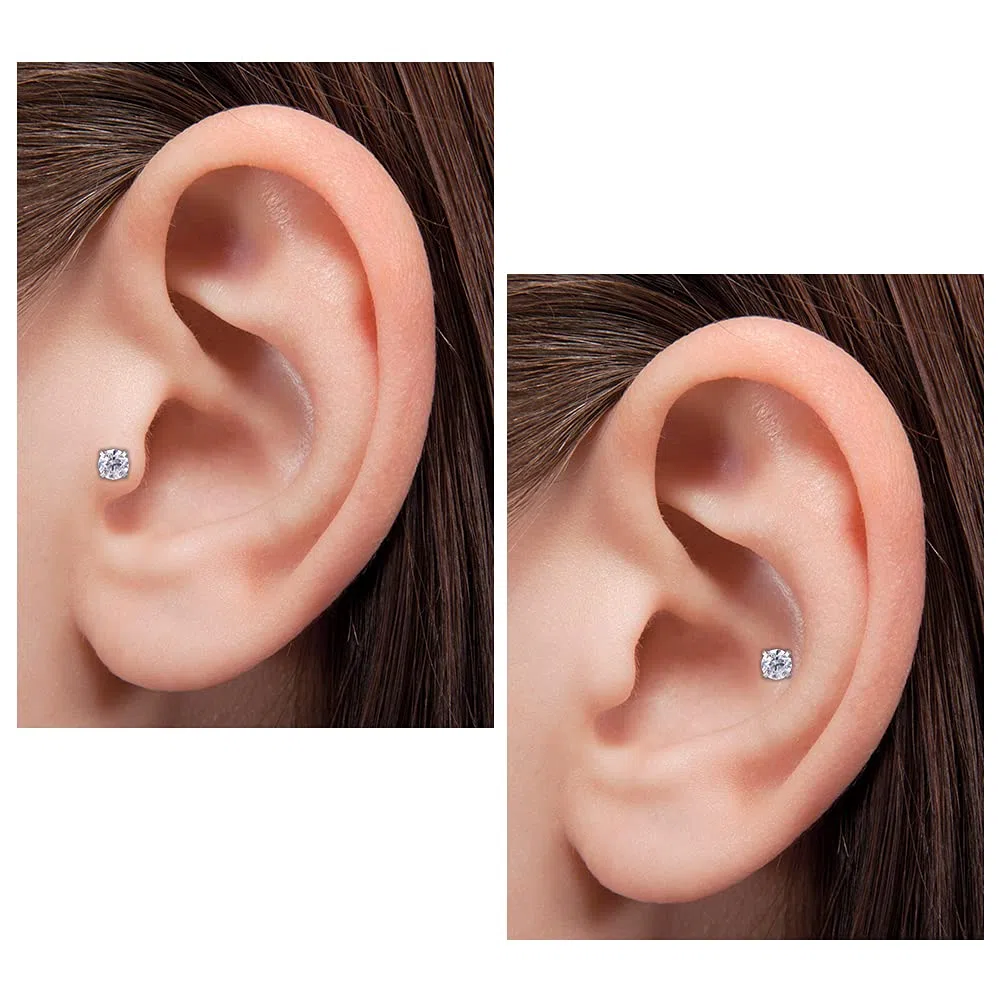 MODRSA 16G 2-4mm Chiaro CZ Labret Piercing Labbro Acciaio Chirurgico Trago Helix Orecchio Piercing Anello 6-10mm 9 Pezzi