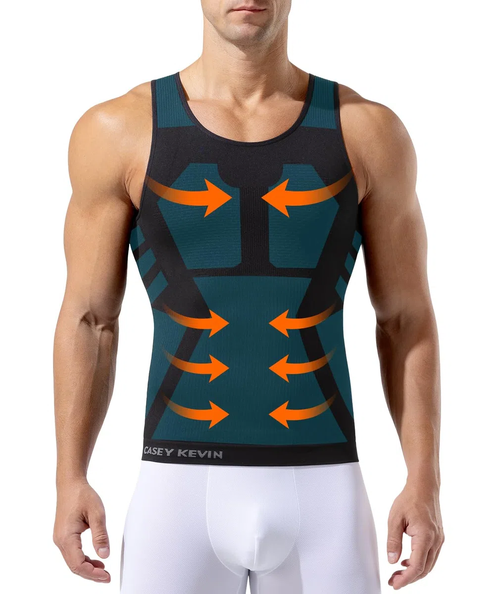 Casey Kevin Canotta Compressione Uomo Livello 5 - Canottiera Contenitiva Palestra e Quotidiano - Pancera Uomo Snellente - Maglia Compressione