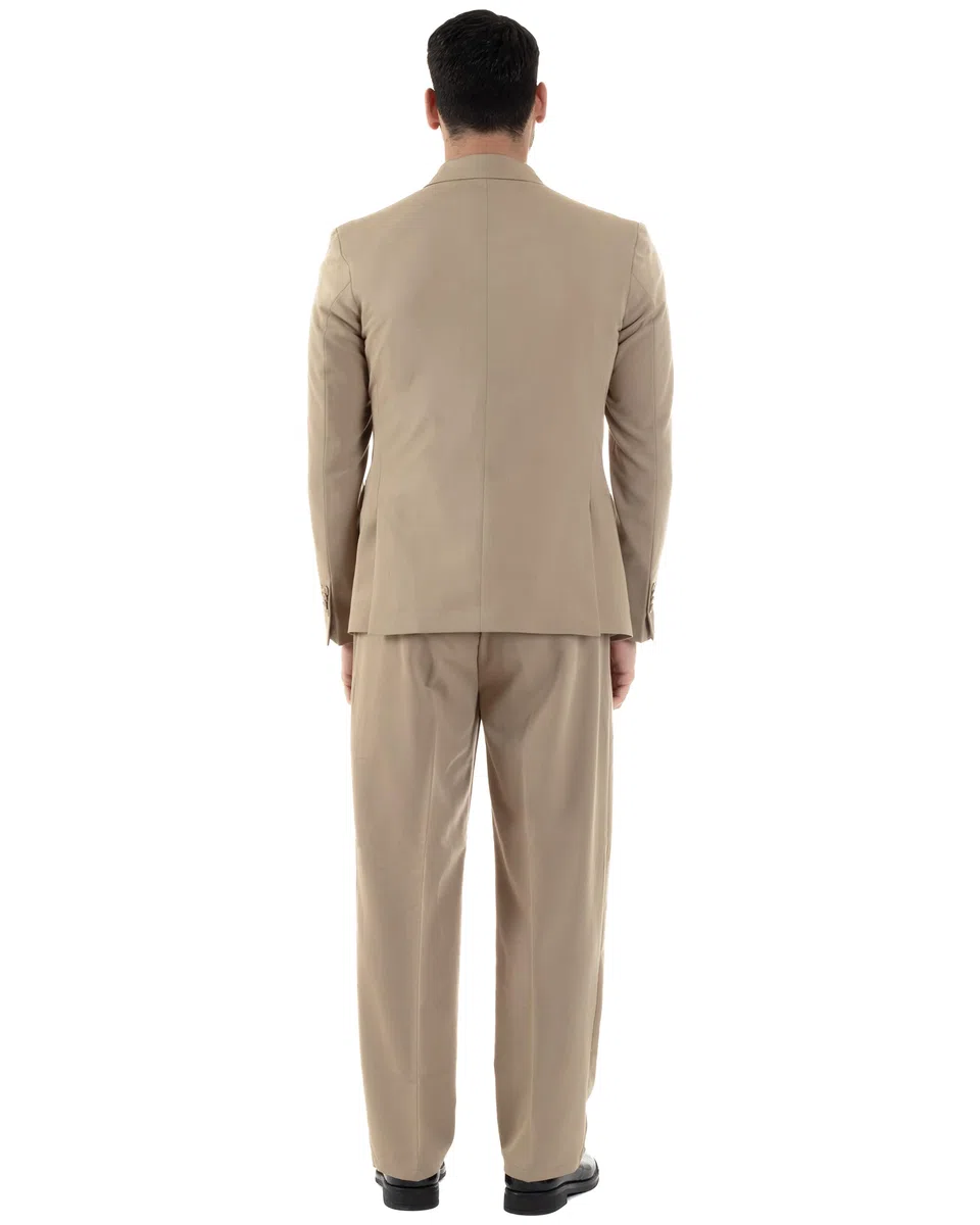 Abito Uomo Doppiopetto Viscosa Relaxed Fit Completo Giacca Rever A Lancia Pantaloni Pinces Fondo Largo Baggy Casual Vari Colori