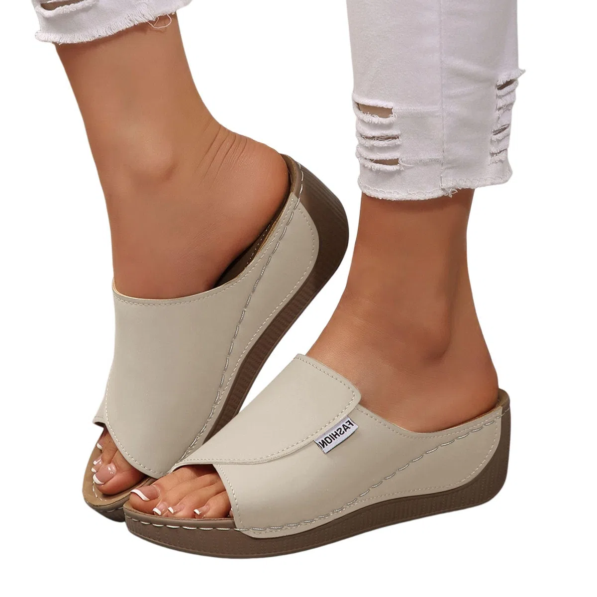 Ciabatte Donna Estive Ortopediche Sandali Pelle Anatomiche Eleganti, Zeppa Antiscivolo Supporto Arco per Casa e Spiaggia Scarpe Trekking Pantofole