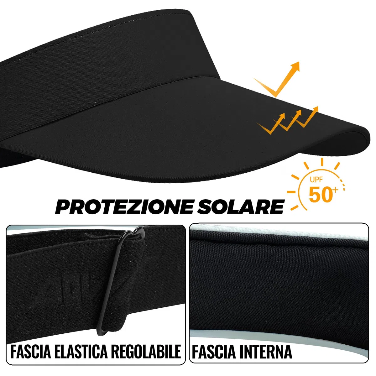CLAPE Visiera Parasole Cappellino con Visiera Regolabile da Uomo Donna Sport Sun Visor Visiera da Golf Tennis Protezione UV