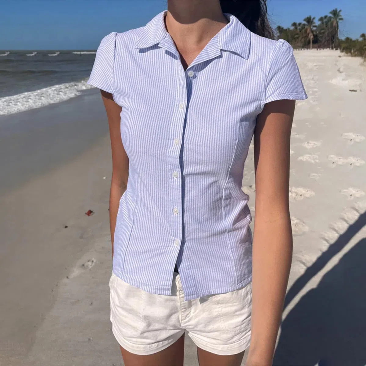 Camicia da donna Y2k a maniche corte con bottoni a quadri coquette top estivi retrò a quadretti camicetta slim fit crop top
