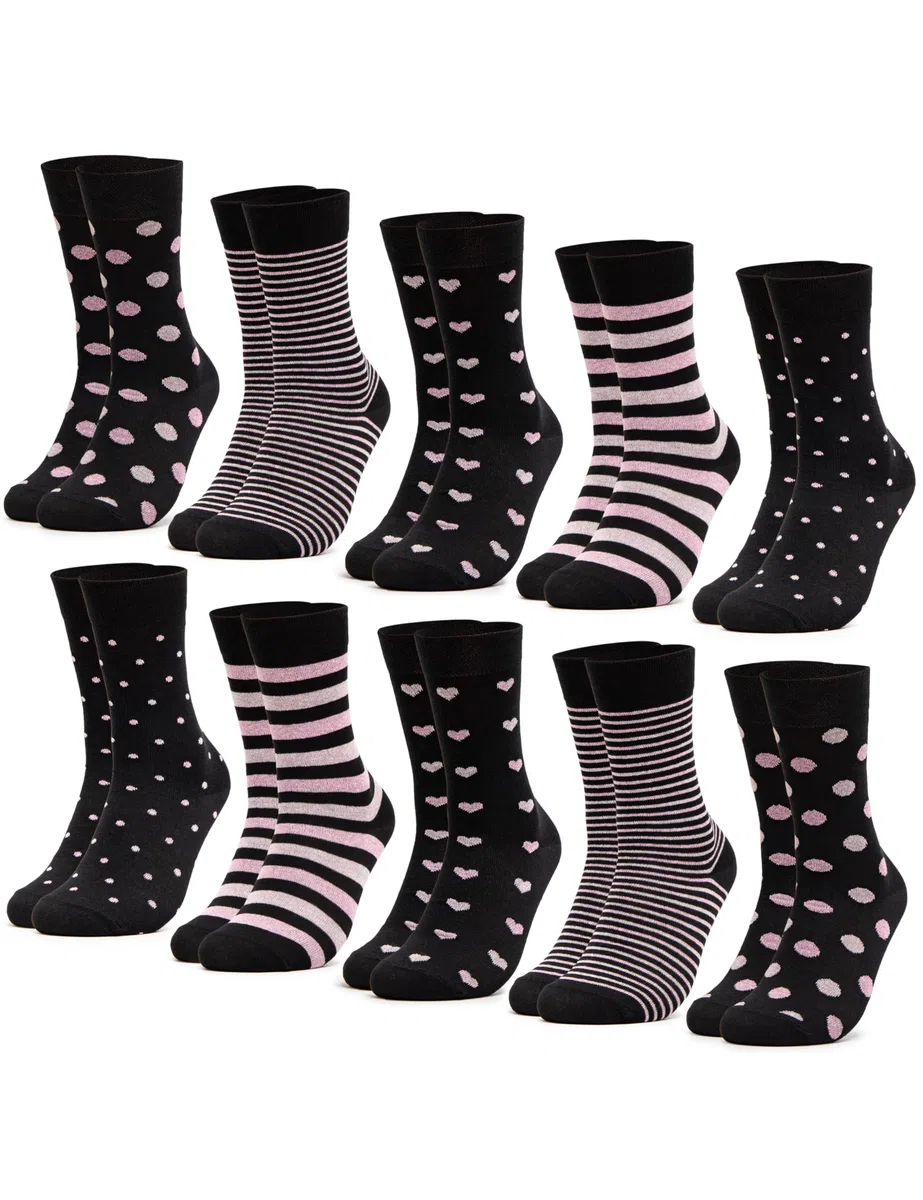 Occulto calze multicolori in Cotone Donna pacco da 10 (modello: Rita)