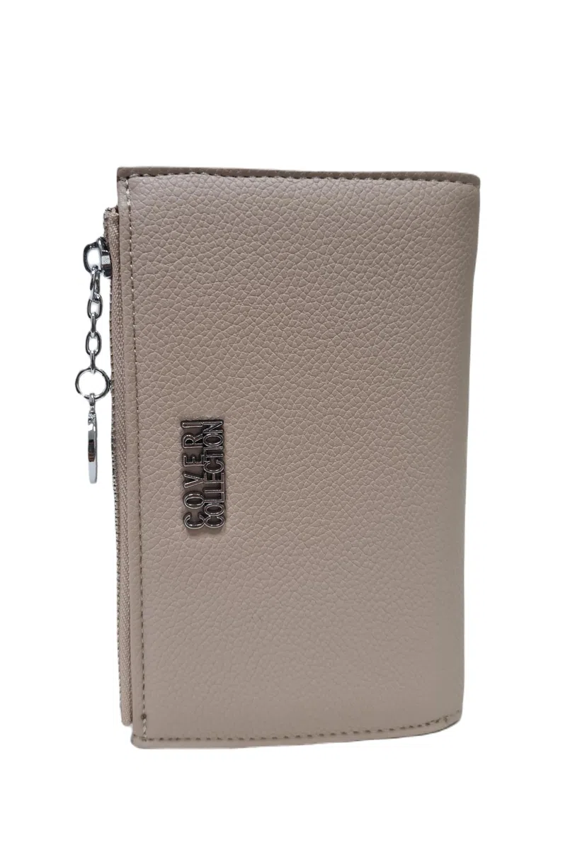 COVERI COLLECTION Portafoglio da Donna, Ecopelle, Art. 17-2 Dimensioni: 15,5 x 10 cm, con Zip e Clip, Scritta Marchio in Metallo (BEIGE/KAKHI)