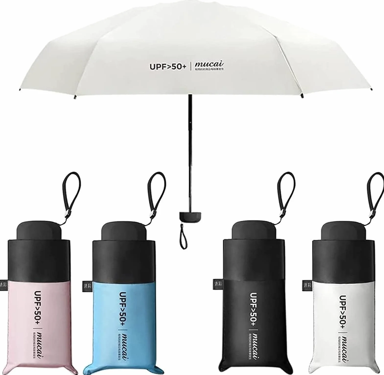 Ombrello Pieghevole Piccolo Portatile Ombrello da Sole Antivento Protezione UV Ultraleggero Tascabile Mini Umbrella per Uomini, Bambini, Donne