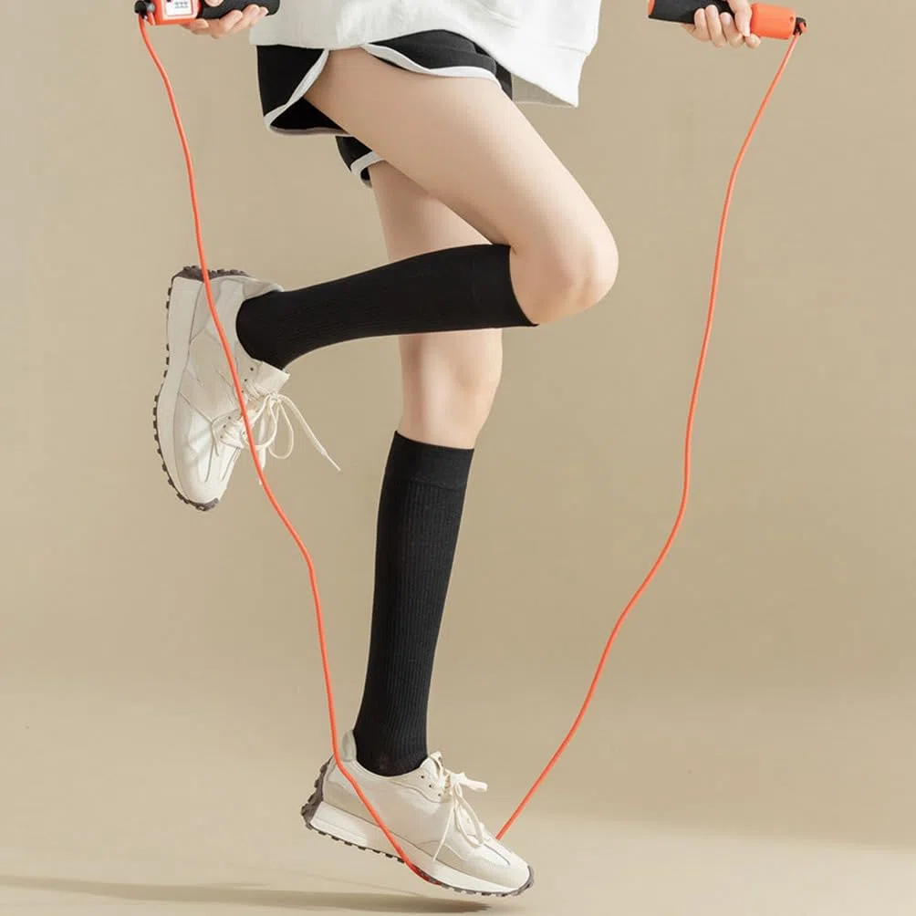 4 Paia di Calze a cinque dita da donna, calze in cotone da donna per lo sport, calze lunghe, calze alte casual, Calze alte al ginocchio, EU 35-40