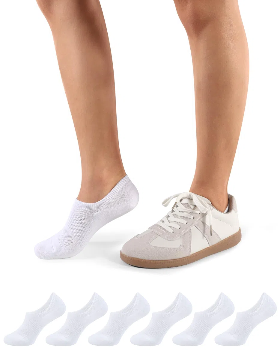 CLOSEMATE 6 Paia Calze Fantasmini Donna per Loafers e Sport, Suola Spessa in Spugna Ammortizza e Riduce Attrito, Gomma Antiscivolo, Parte Superiore a Rete Traspirante, Comode Anche d’Estate