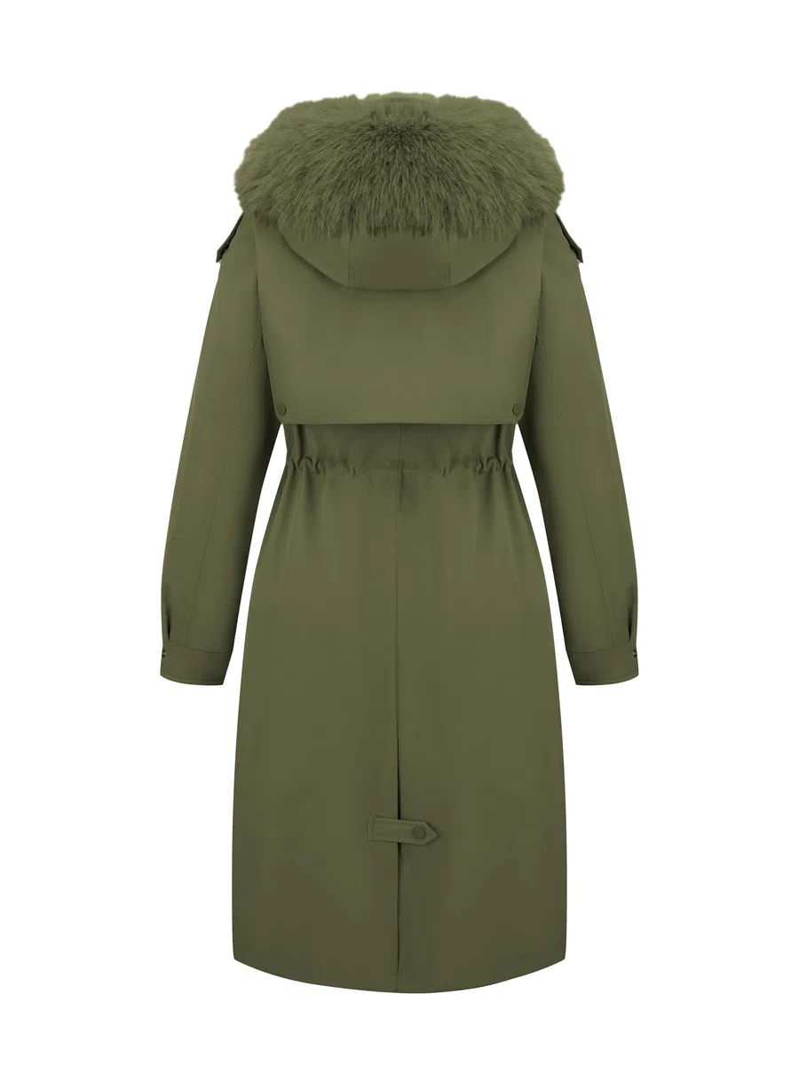 Giolshon Giacche reversibili da donna in pelliccia sintetica e lucida Piumino con cappuccio resistente all'acqua Lunghezza media