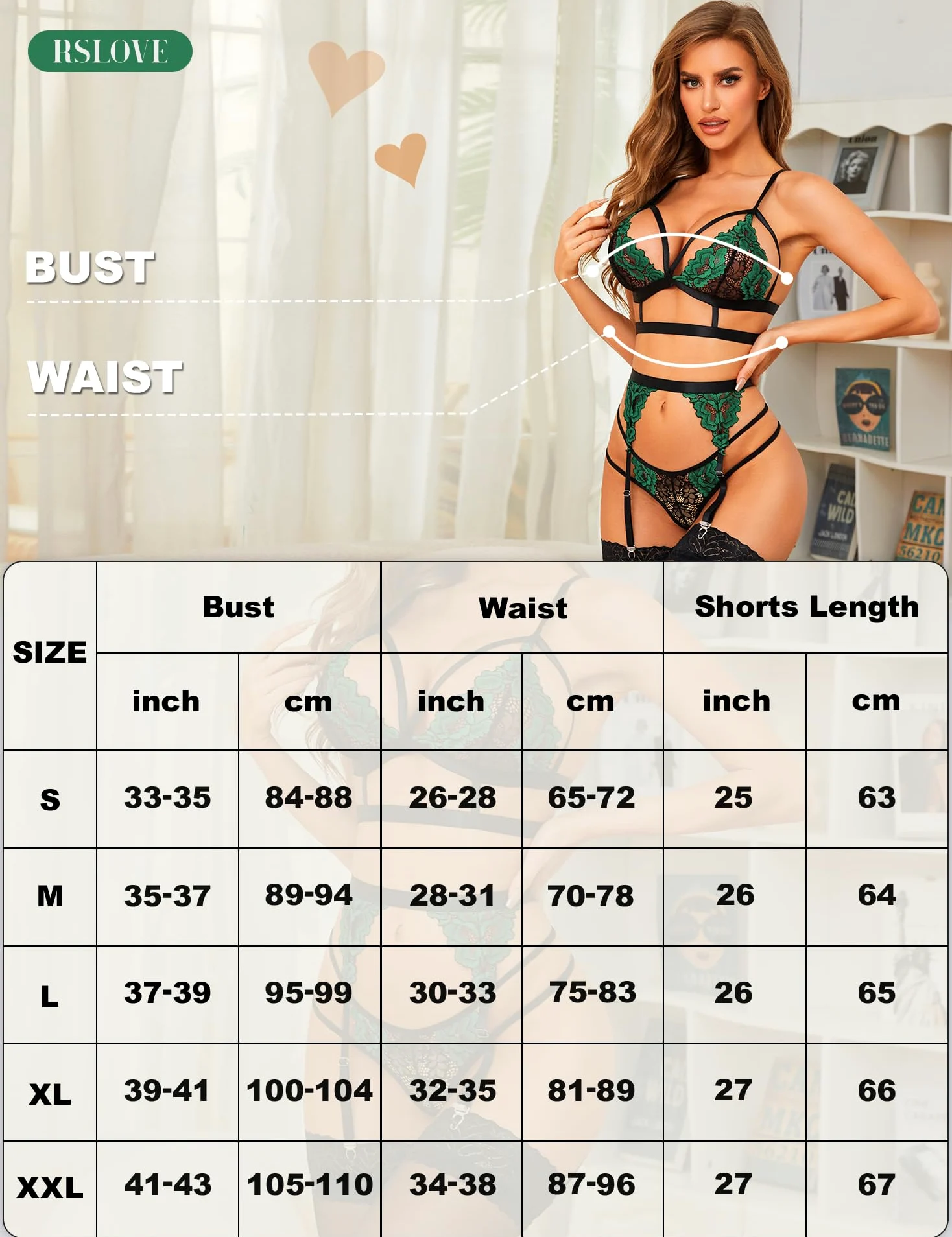 RSLOVE Set di Biancheria Intima da Donna Body con Cinturino in Pizzo Teddy con Reggicalze Set Reggiseno e Slip Sexy