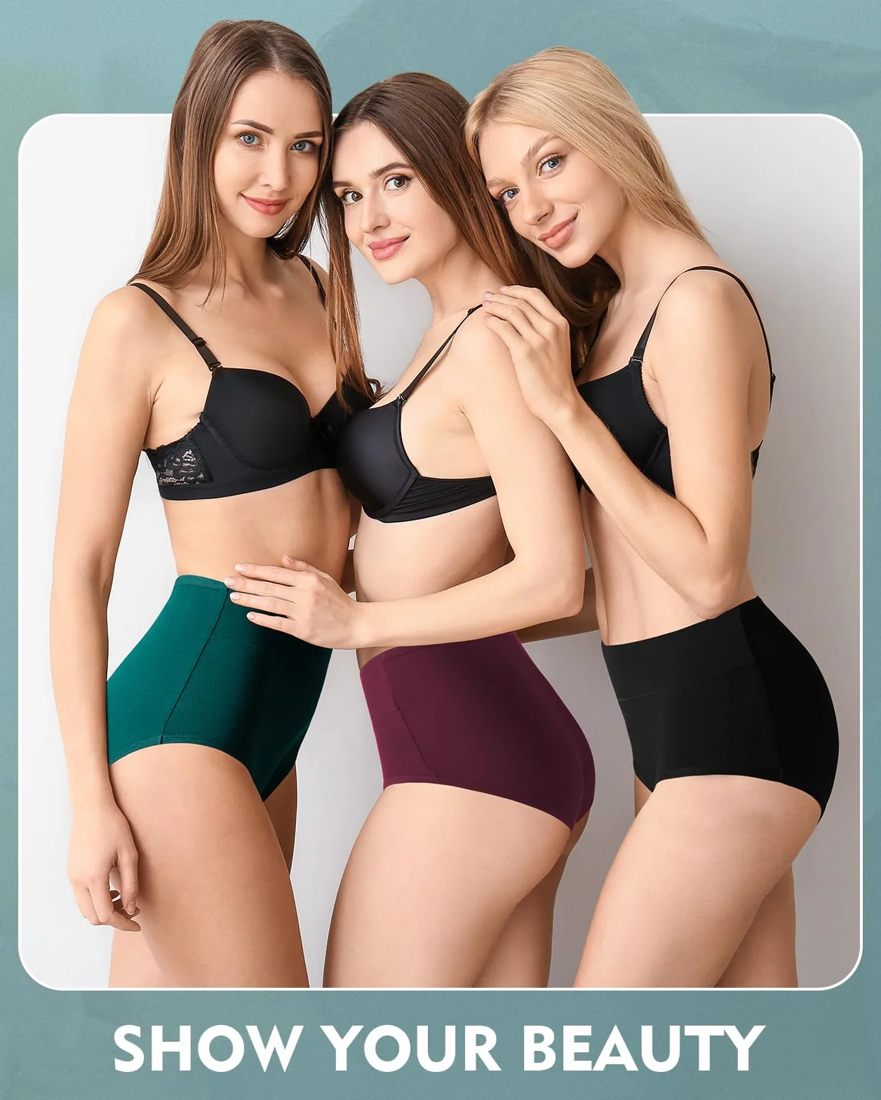 TANSTC Mutande Slip Donna Cotone Vita Alta Culotte Donna Comode Elasticizzato Sexy Intimo, Pacco da 5