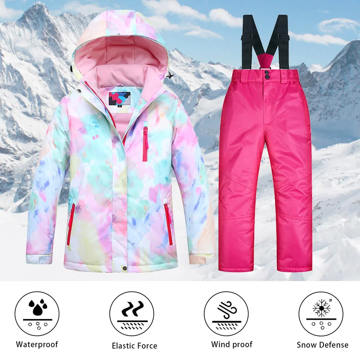 Tuta Da Sci Bambino Unisex Elegante Completi Snowsuit Ragazzi Ragazze Tuta Da Neve Giacca Con Cappuccio Pellicia + Pantaloni Da Neve Completo Set Di Snowboard Per Bambini Bambino Ragazzi Termico
