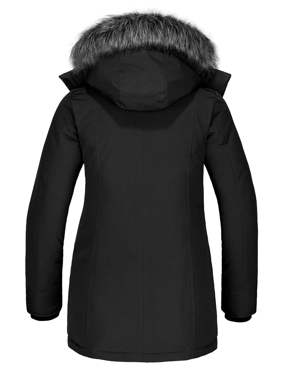 Wantdo Giacca Invernale Imbottita Calda Parka con Pelliccia Sintetica Esterno Giaccone da Lavoro Antivento Giacca Pesante Donna