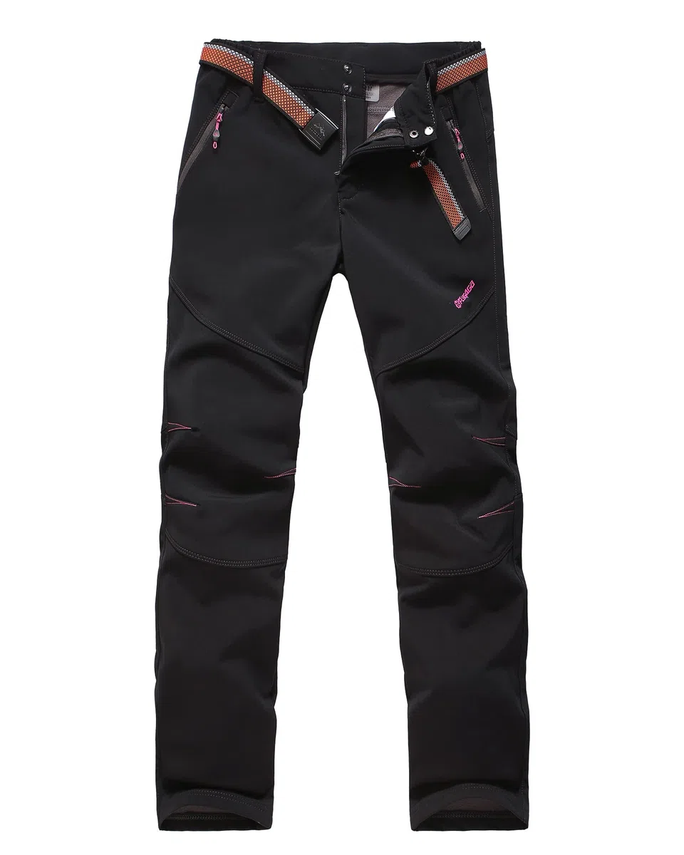 Pantaloni da donna antivento idrorepellenti altamente flessibili in pile termico escursionismo campeggio all'aperto pantaloni softshell