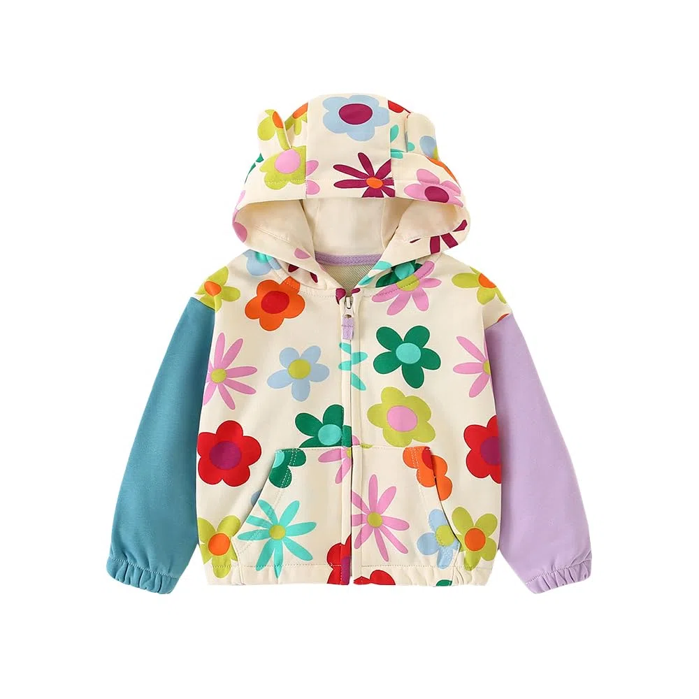 LitBud Felpa con cappuccio da ragazza, con zip, con cappuccio, a maniche lunghe, per bambini, autunno, 1-8 anni