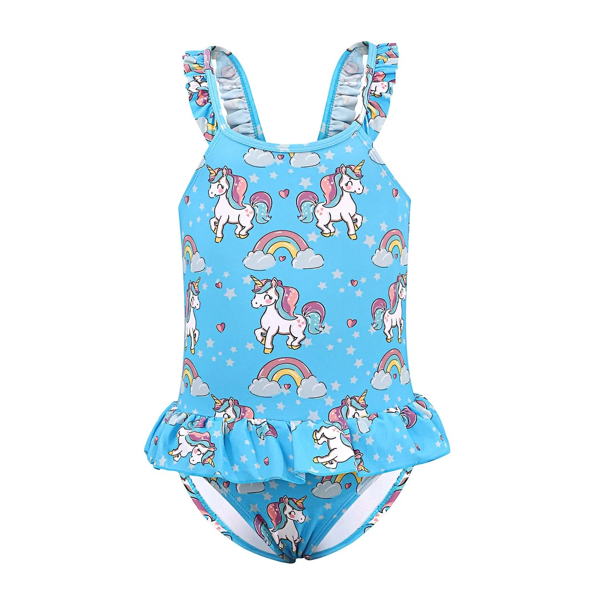 Costume Intero per Bambina Costume da Bagno Bimba Carino con Volant Costume Piscina per Vacanze Estive ad Asciugatura Rapida per 2~7 Anni