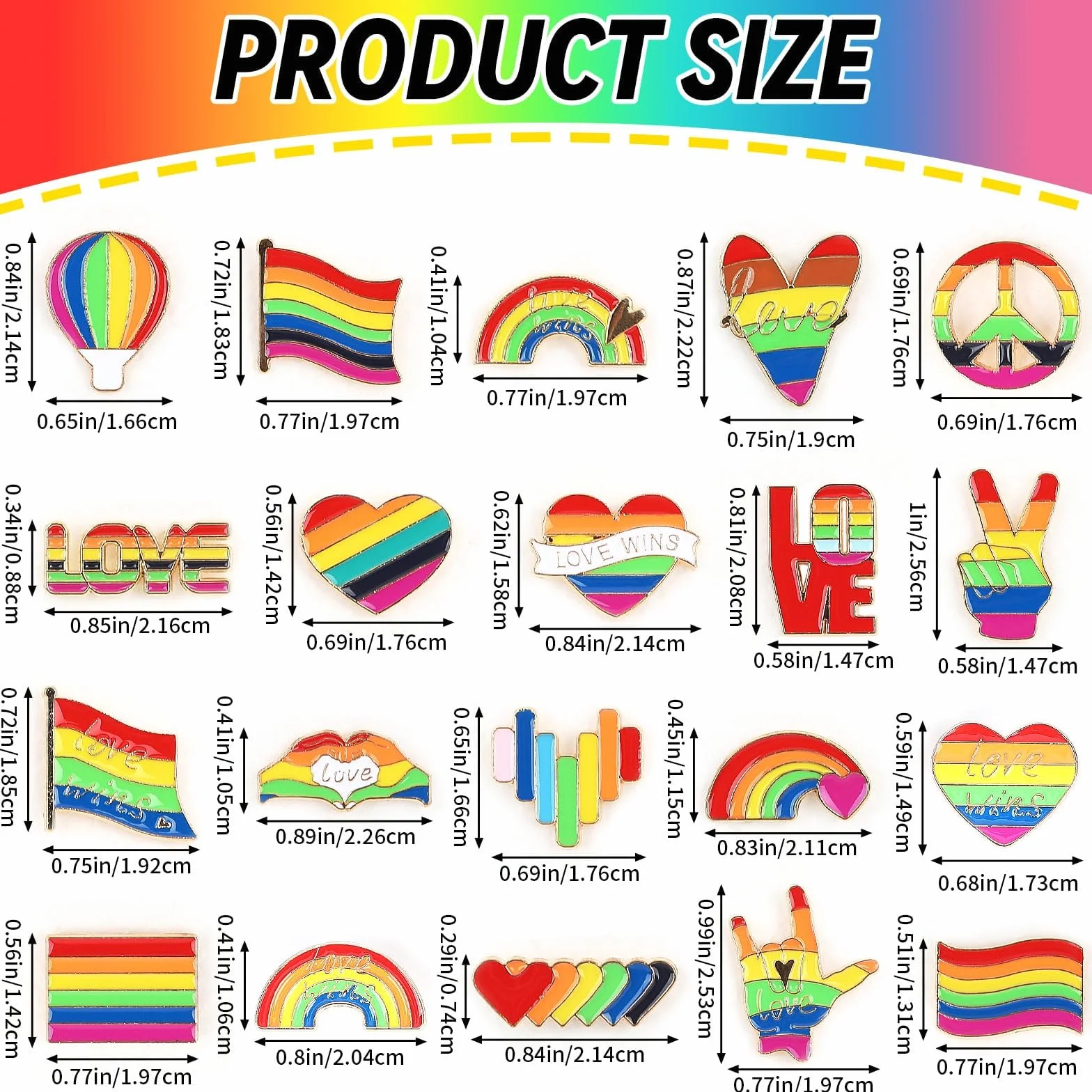 SANNIX 60 spille arcobaleno smaltate LGBT con bandiera a cuore gay-Pride, spille per vestiti, borse, cappelli, accessori, 20 stili