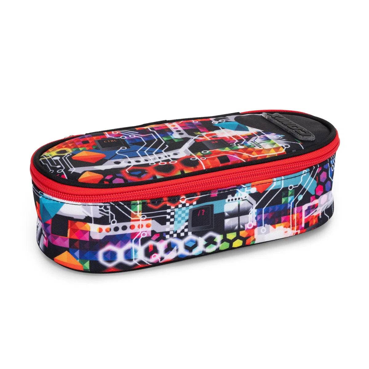 COMIX Wave - Astuccio Ovale Organizzato per Bambini e Ragazzi, Ideale per Riporre la Cancelleria, con Pratica Chiurusa a Zip, Interno con Passanti Elastici ai Lati, 22x5Hx9,5 cm