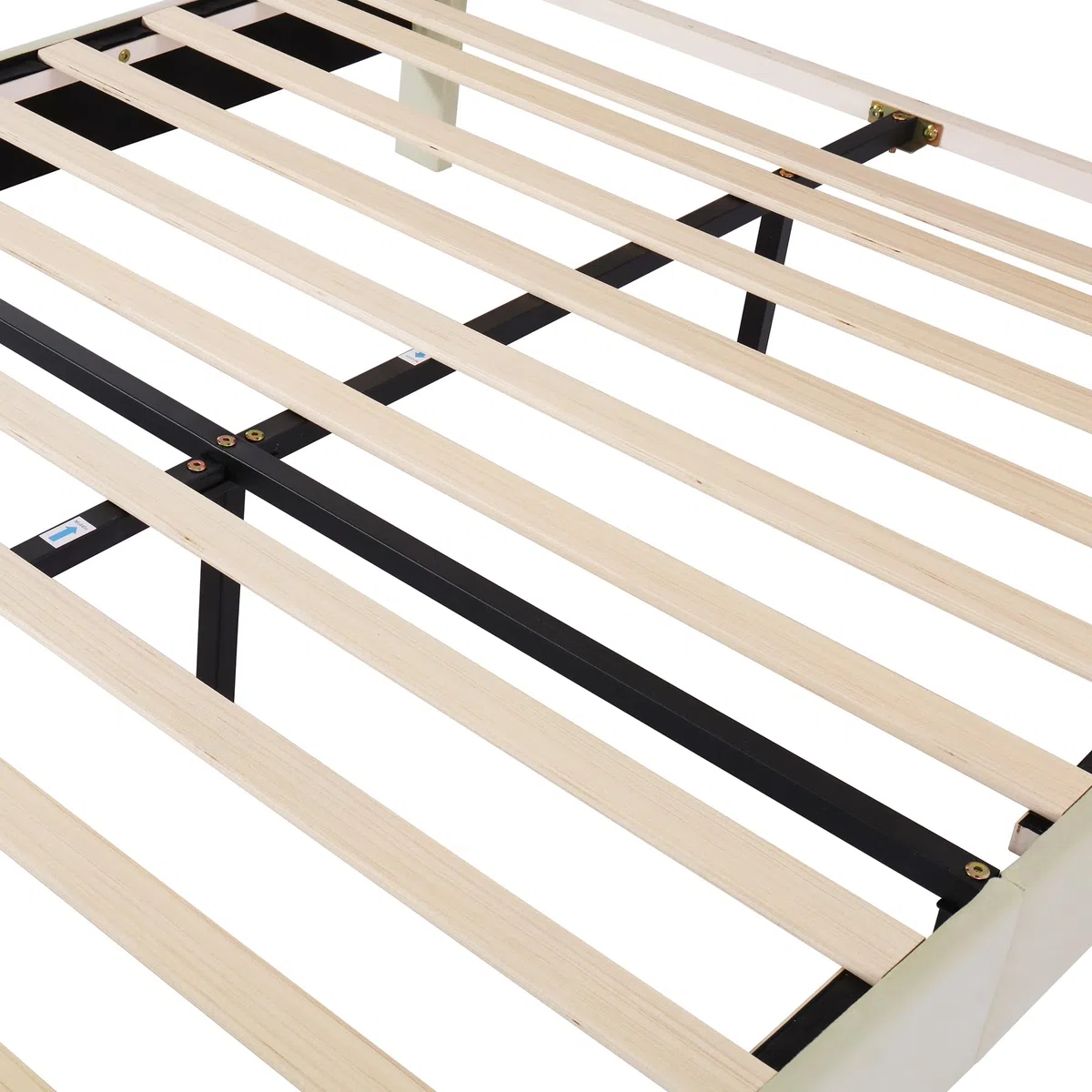 Idemon Letto imbottito 140 x 200 cm, con rete a doghe e testiera, letto per ragazzi, per adulti e adolescenti, rete a doghe in legno, facile da montare, testiera regolabile in altezza, velluto, beige