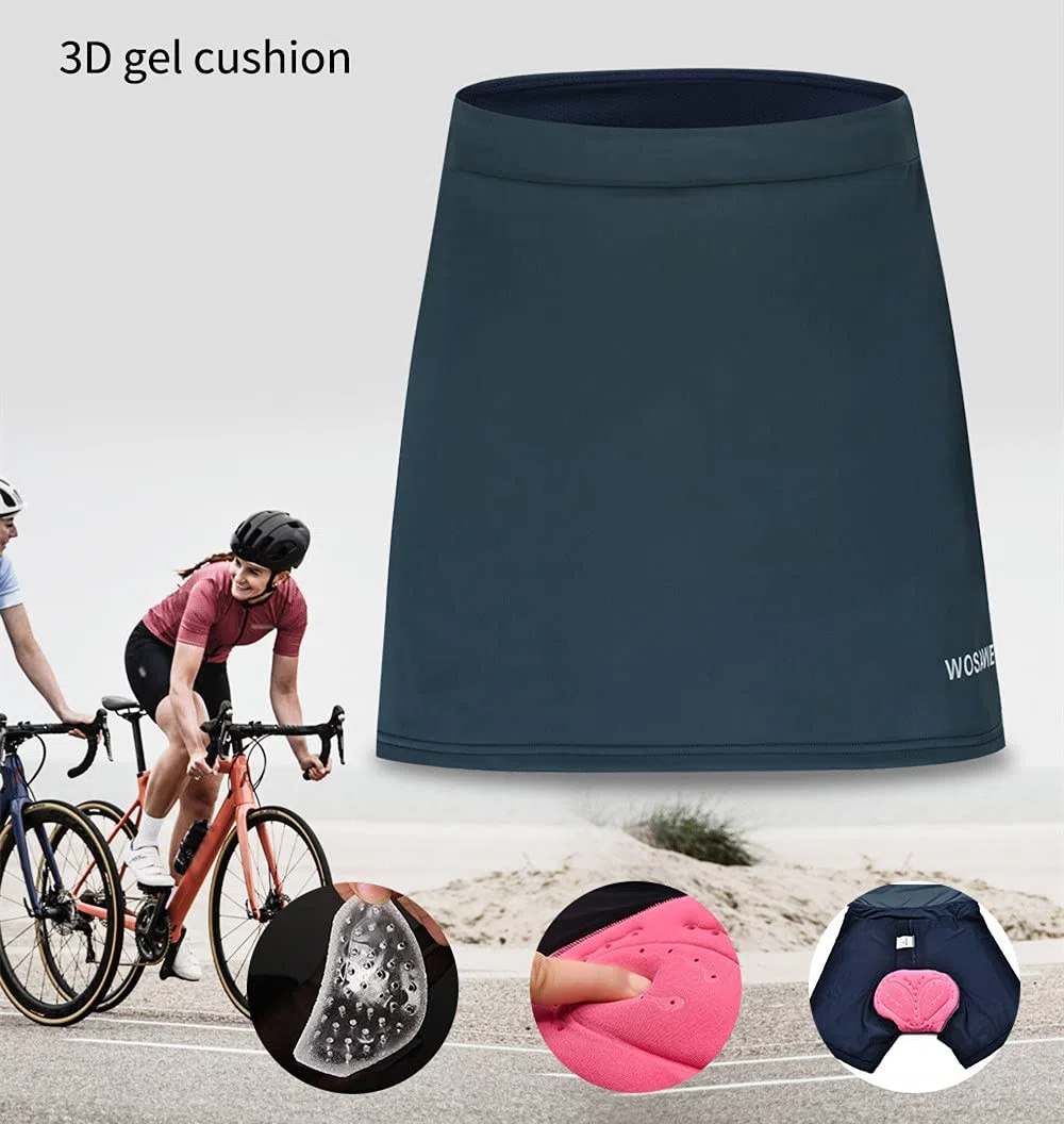 WOSAWE Donna Pantaloncini da Ciclismo Traspirante Gel 3D Imbottito Gonna Biciclette Ciclismo Biancheria Intima Sport Pant per L'Estate