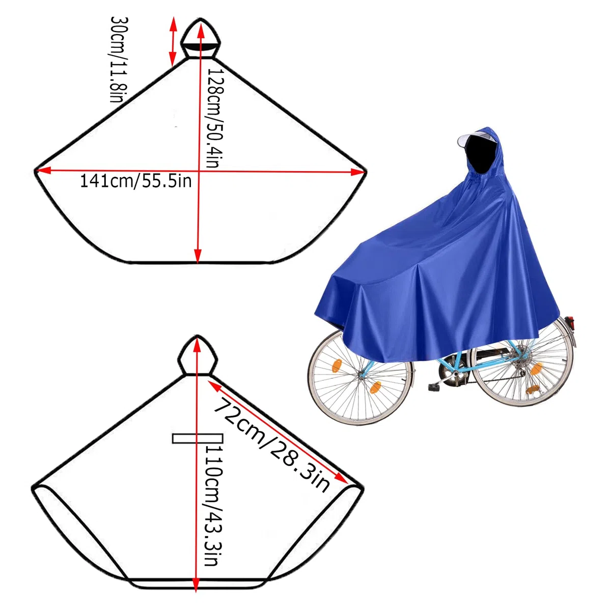 Mantella da Bicicletta, Impermeabile Portatile con Cappuccio, per Mountain Bike, Bici Elettriche
