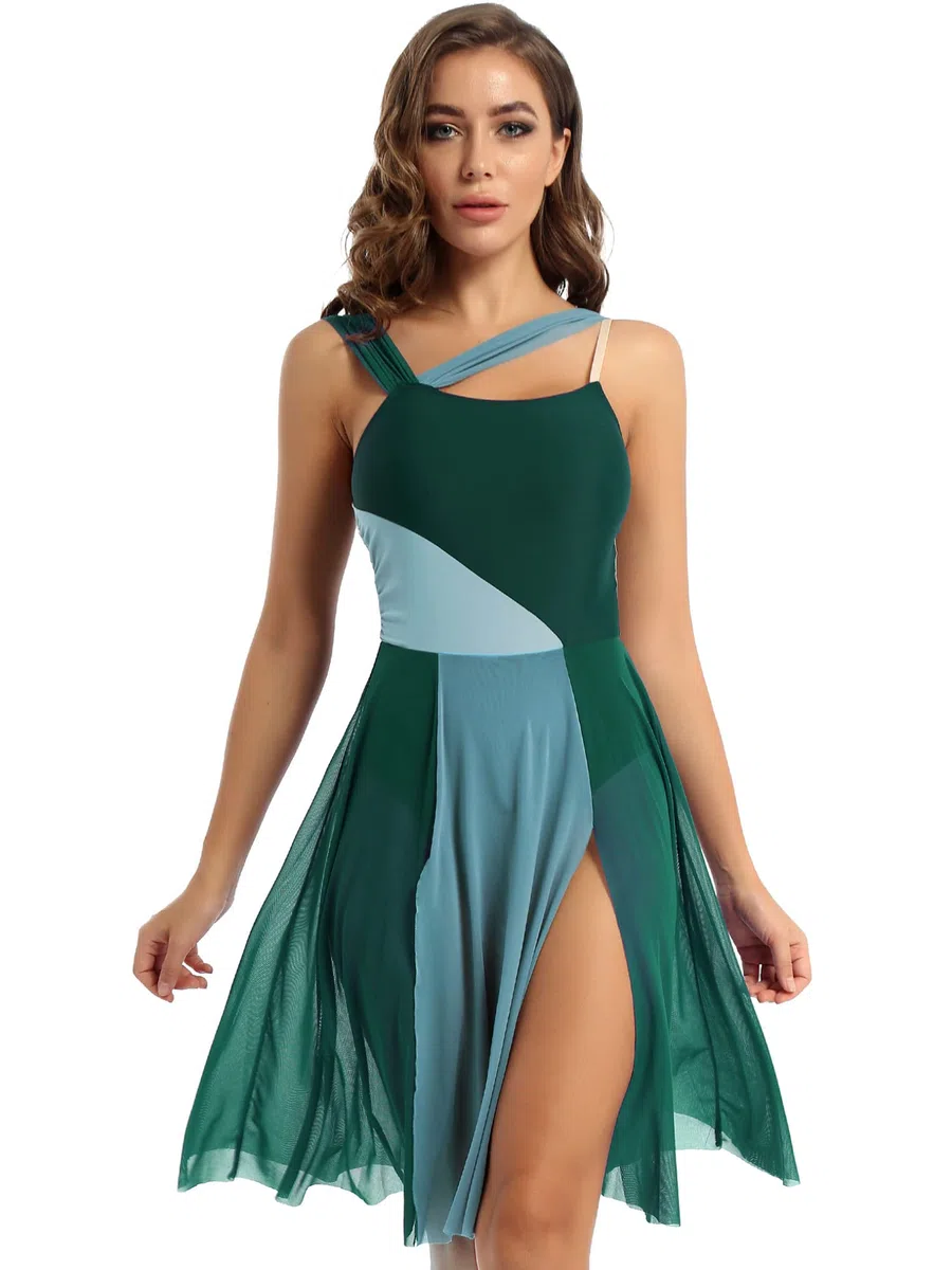 Freebily Vestito da Ballo Donna Body da Danza Senza Manica Latino Americano Leotards Abito da Pattinaggio Artistico Vestito Danza Classica Ballerina Jazz Samba Rumba Salsa Moderna