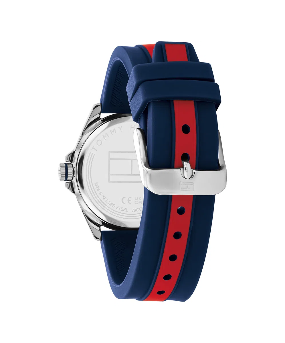 Tommy Hilfiger Orologio con Movimento al Quarzo a Tre Lancette per i Giovani con Cinturino in Acciaio Inossidabile o in Silicone – Disponibile in Argento, Blu, Rosa o Nero