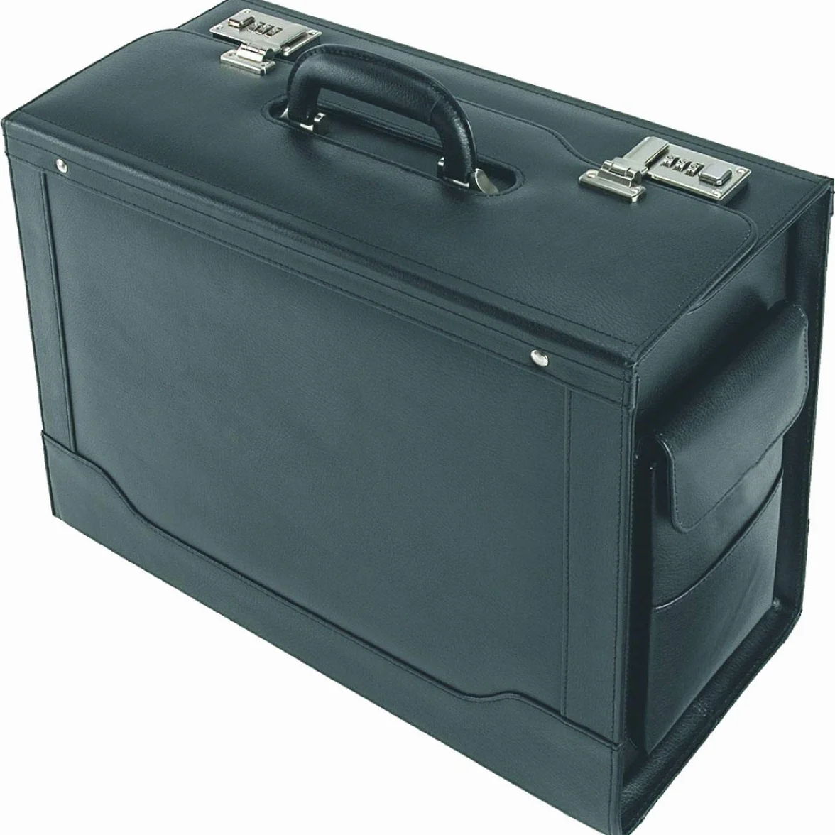 Alassio Pilotenkoffer ANCONA, Aktenkoffer aus echtem Leder, Handgepäck Dokumentenkoffer mit Hängeregister Bagaglio a mano, 45 cm, 32 liters, Nero (Schwarz)