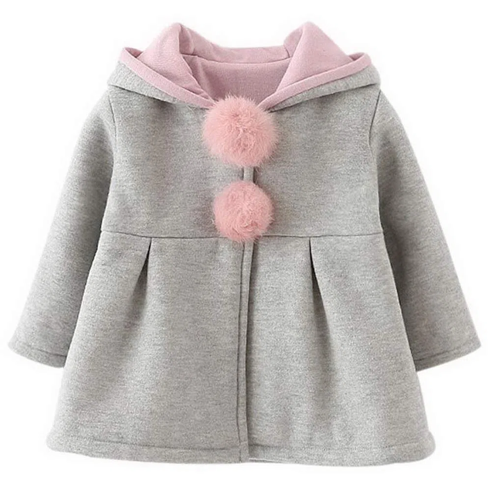 Cappotto con Cappuccio Coniglio da Bambina Giacca Incappucciato per Inverno Autunno 0-6 Anni