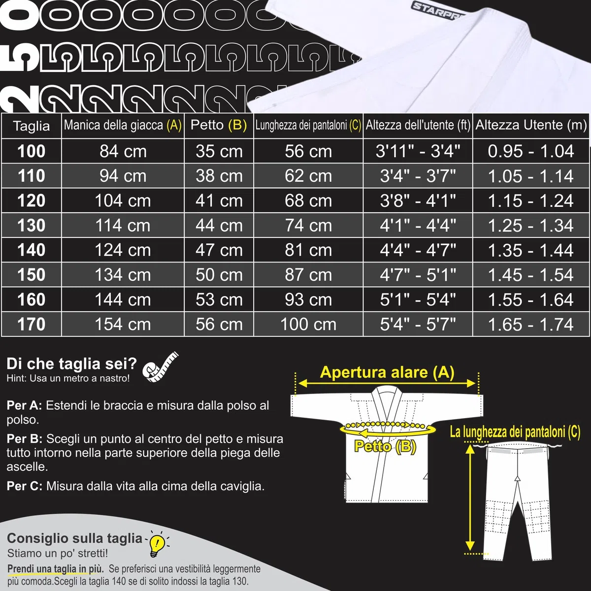 Starpro Kimono Bambini Judo GI 250 Grammi Com Miscela di Cotone Premium. Uniforme Professionale per Allenamento e Competizioni - Biano - Bambina e Bambino - 100cm-170 cm - con Cintura