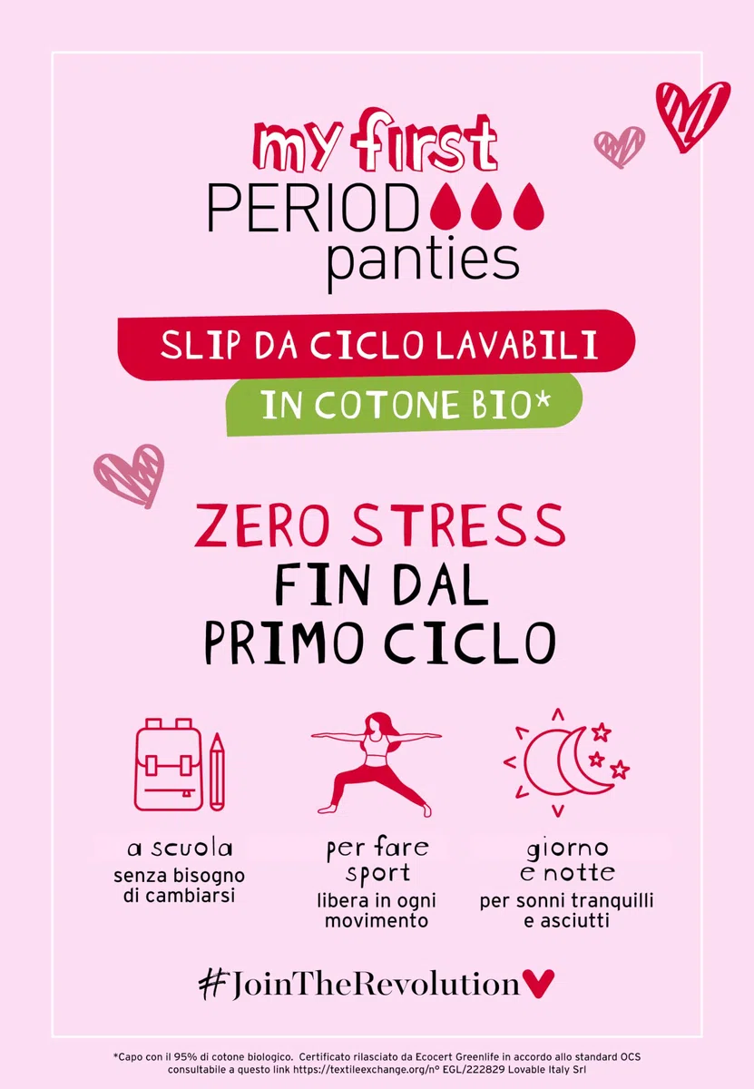 Lovable Slip da Ciclo Mestruale Flusso Medio in Cotone | Mutande Riutilizzabili e Assorbenti Primi Cicli | My First Period Panties Bambine e Ragazze