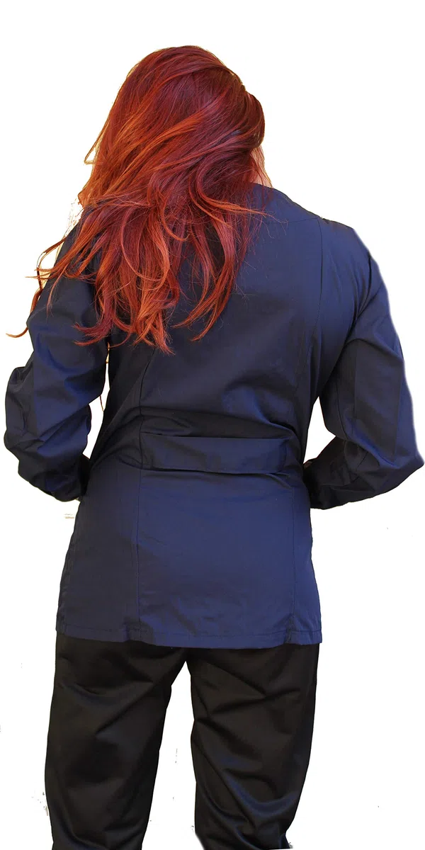 Camici da Lavoro Donna con Zip,Maniche Lunghe, per Estetista, Parrucchiera, Alimentari, Colf, Cameriera