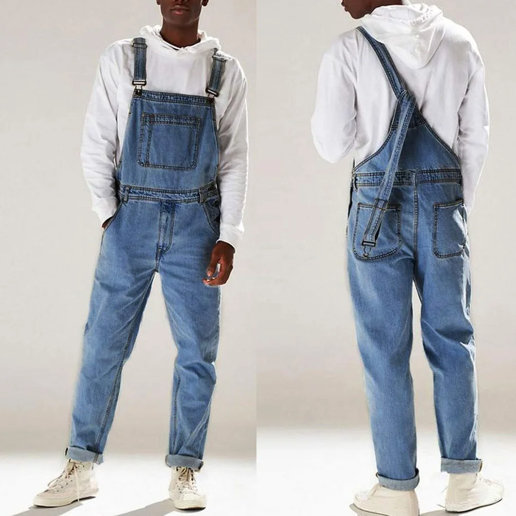 Salopette da Uomo in Denim da Lavoro alla Moda Salopette Casual Jeans e Bretelle Generale PRO Heavy Duty Workwear Unisex vestibilità Comoda Pantaloni Cargo Combattimento Tutto in Uno