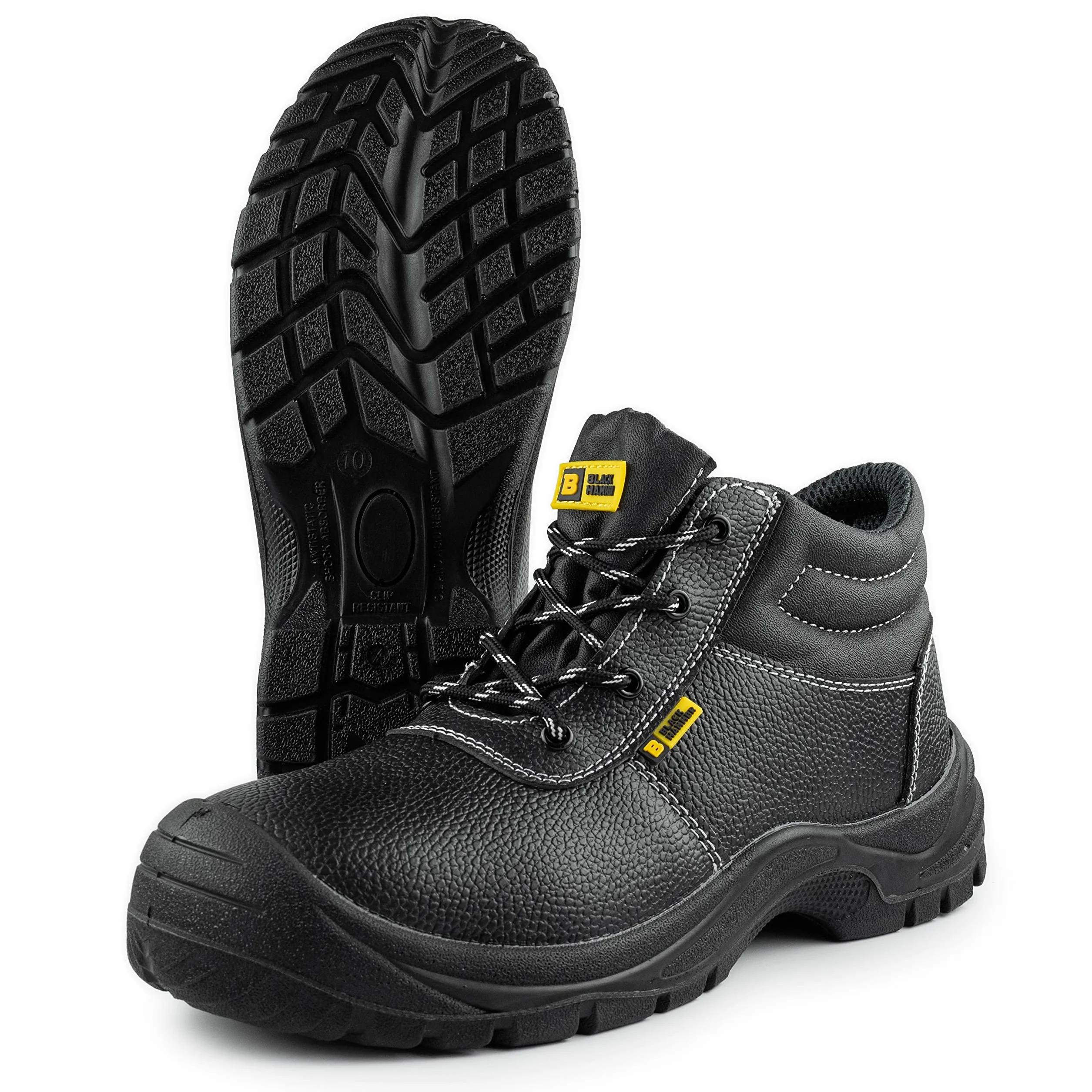 BLACK HAMMER Scarponi Antinfortunistici da Uomo Materiale in Pelle Punta in Acciaio Calzature S3 SRC 1400 Nero