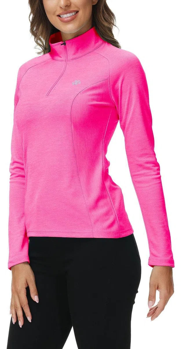 Donna Maglia da Corsa a Maniche Lunghe 1/4 Zip Felpa Sportivo Yoga Fitness Outdoor Tops